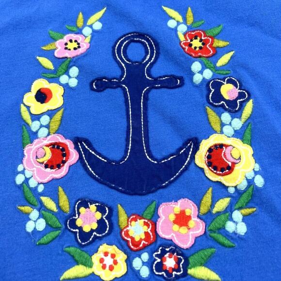 Hanna Andersson Blue Anchor & Flowers Appliqué Tee - Picture 4 of 6